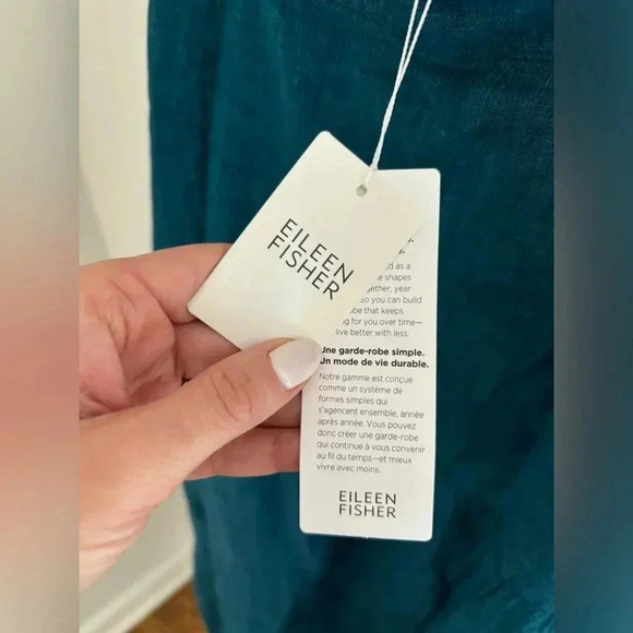 Eileen Fisher Washed Organic Linen Delave Tiered Dress NWT - Picture 11 of 13